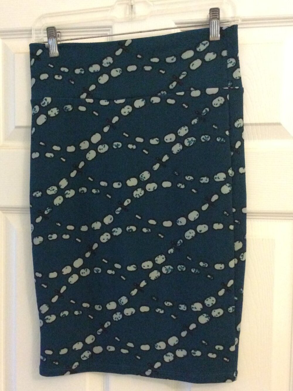 LuLaRoe Stretch Pencil Skirt, Teal/Light Blue, XS